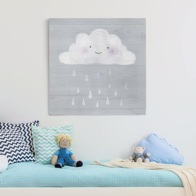 Leinwandbilder Wolke mit silbernen Regentropfen