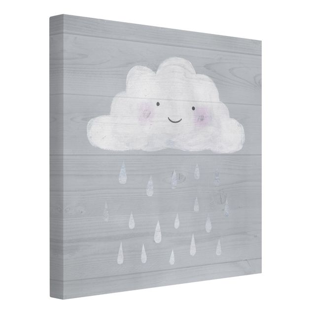 Leinwandbild - Wolke mit silbernen Regentropfen - Quadrat 1:1