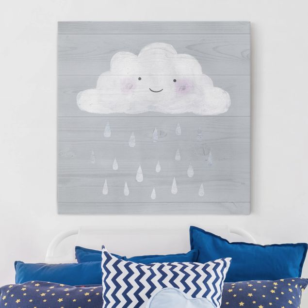 Leinwandbilder modern Wolke mit silbernen Regentropfen