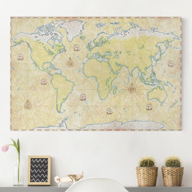 Leinwandbild Weltkarte World Map
