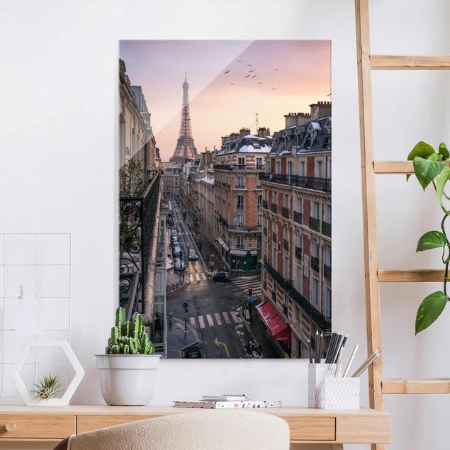 Glasbilder XXL Eiffelturm bei Sonnenuntergang