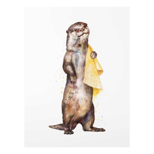 Wandbilder Illustration Otter mit Handtuch Malerei Weiß