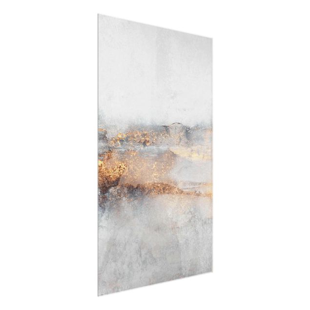 Glas Wandbilder Gold-Grauer Nebel