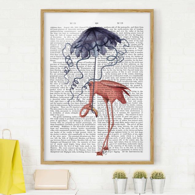 Sprüche Bilder mit Rahmen Tierlektüre - Flamingo mit Regenschirm