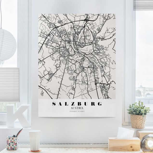 Leinwandbilder Sprüche Stadtplan Salzburg - Klassik