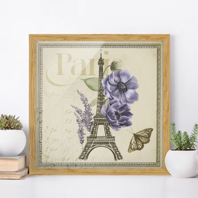 Moderne Bilder mit Rahmen Paris Collage Eiffelturm