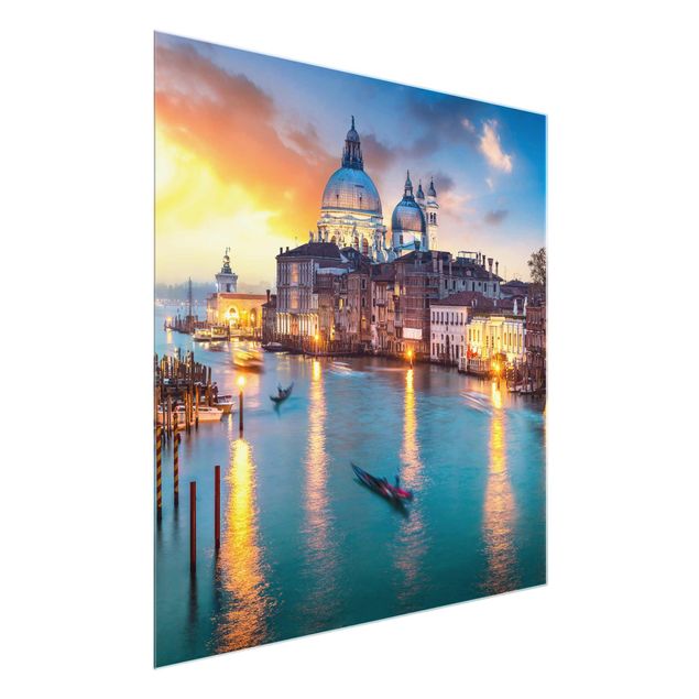 Glasbild - Sunset in Venice - Quadrat 1:1