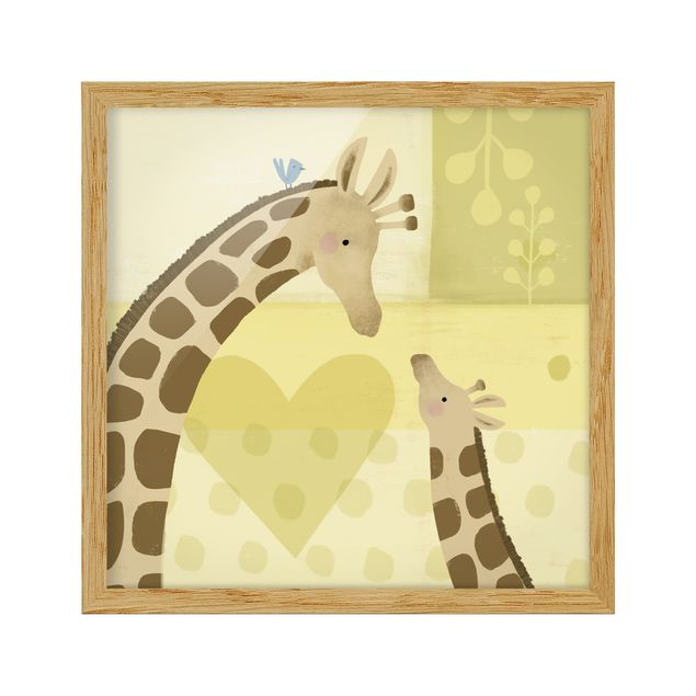gerahmte Bilder Mama und ich - Giraffen
