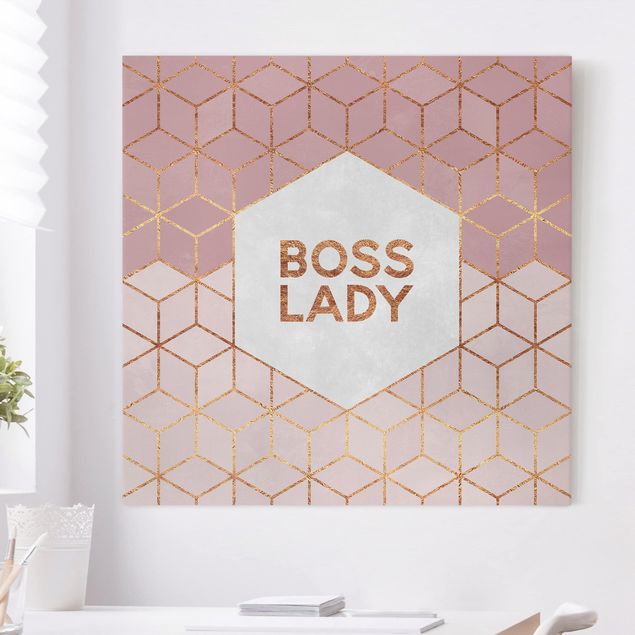 Leinwandbild - Boss Lady Sechsecke Rosa - Quadrat 1:1