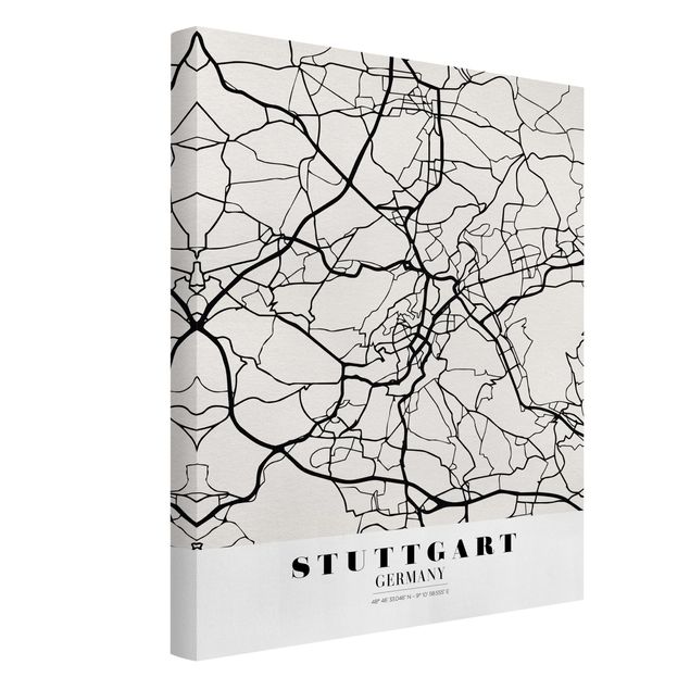 Leinwandbilder kaufen Stadtplan Stuttgart - Klassik