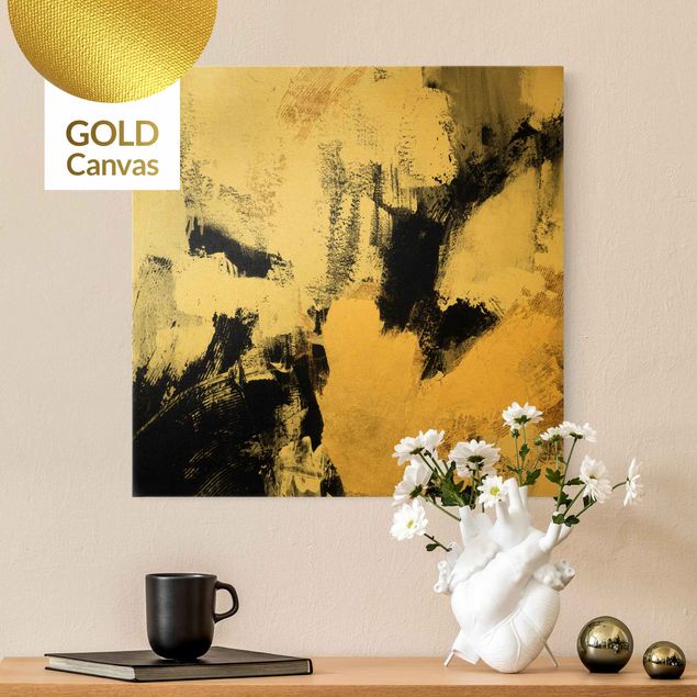 Leinwandbild Gold - Gold Collage - Quadrat 1:1