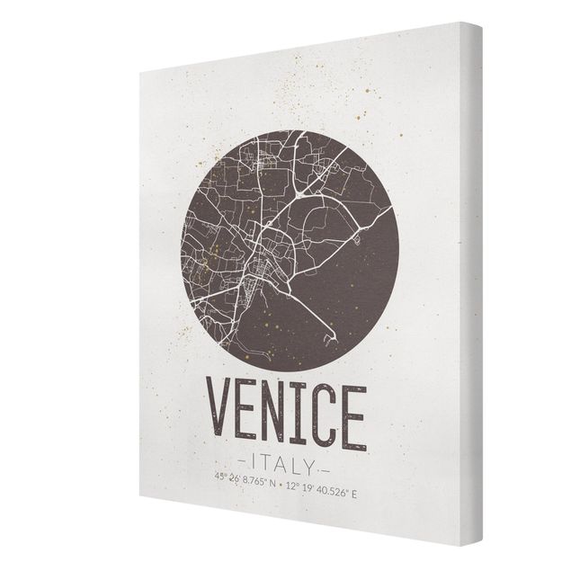 Leinwandbild - Stadtplan Venice - Retro - Hochformat 4:3