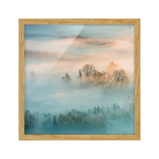 gerahmte Bilder Nebel bei Sonnenaufgang