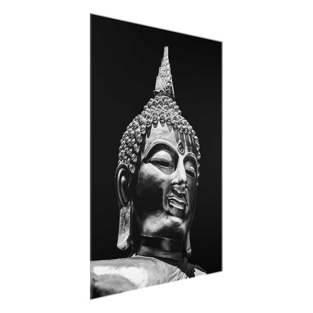 Glasbild - Buddha Statue Gesicht - Hochformat 4:3