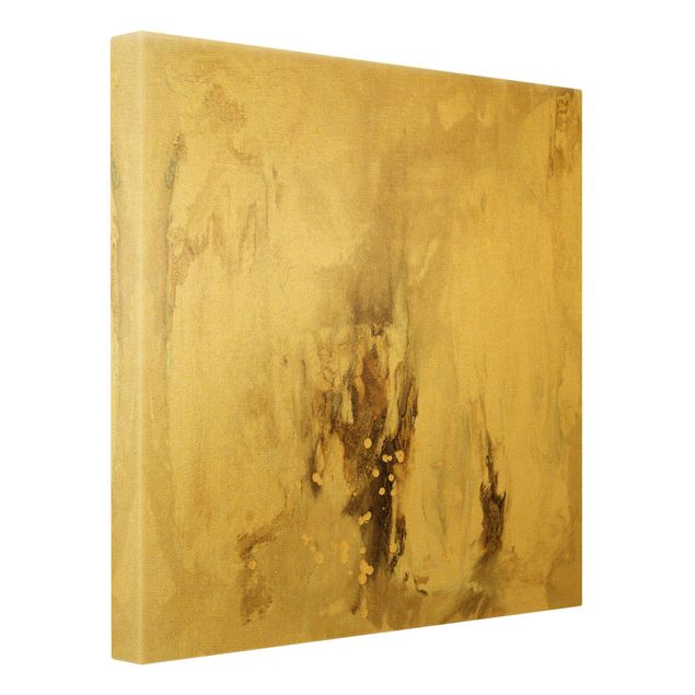 Leinwandbild Gold - Goldener Treibsand II - Quadrat 1:1