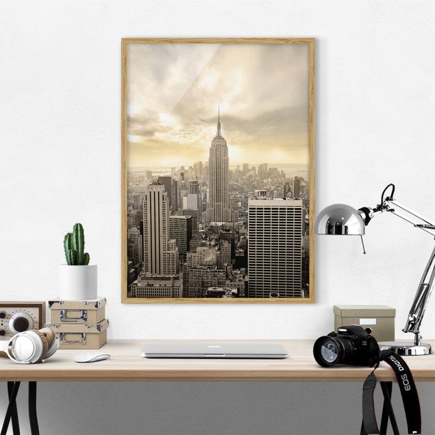 Moderne Bilder mit Rahmen Manhattan Dawn