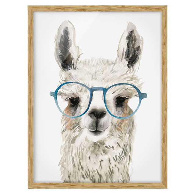 Bilder mit Rahmen Hippes Lama mit Brille III
