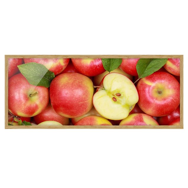 Bild mit Rahmen - Saftige Äpfel - Panorama Querformat