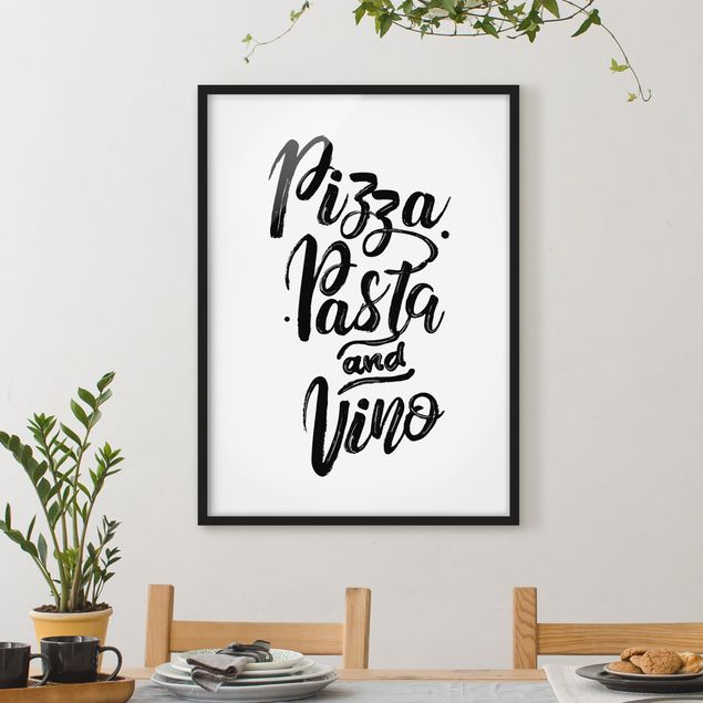 Bild mit Rahmen - Pizza Pasta und Vino - Hochformat 3:4