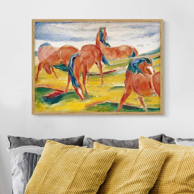 Expressionistische Gemälde Franz Marc - Weidende Pferde