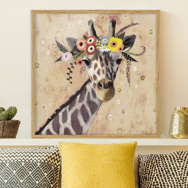 Moderne Bilder mit Rahmen Klimt Giraffe