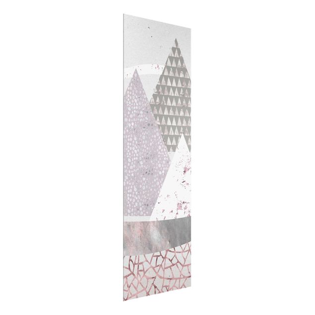 Glasbild - Abstrakte Berglandschaft Pastellmuster - Hochformat