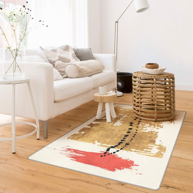 Moderne Teppiche Abstrakte Formen - Gold und Rosa