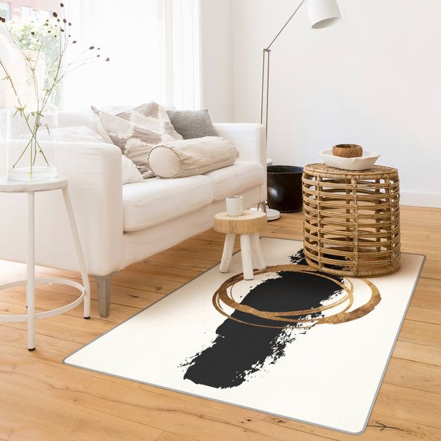 Moderne Teppiche Abstrakte Formen - Gold und Schwarz