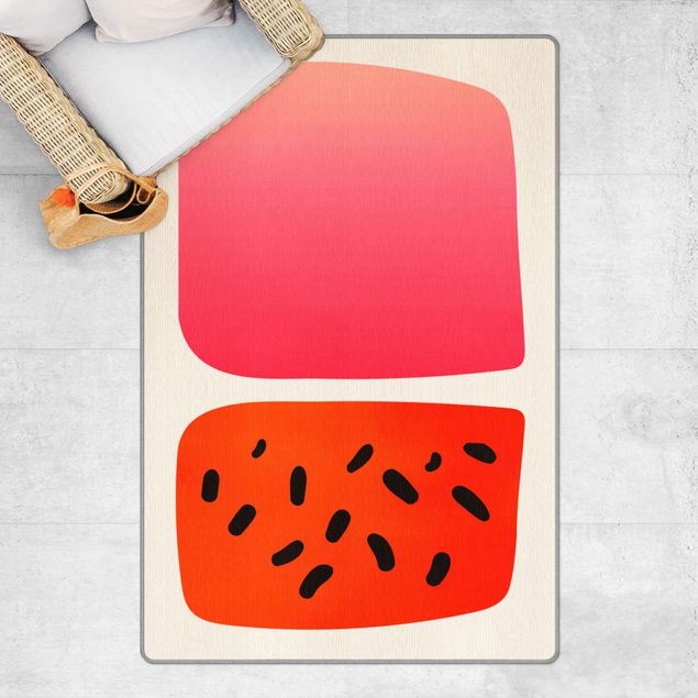 Teppich rot Abstrakte Formen - Melone und Rosa