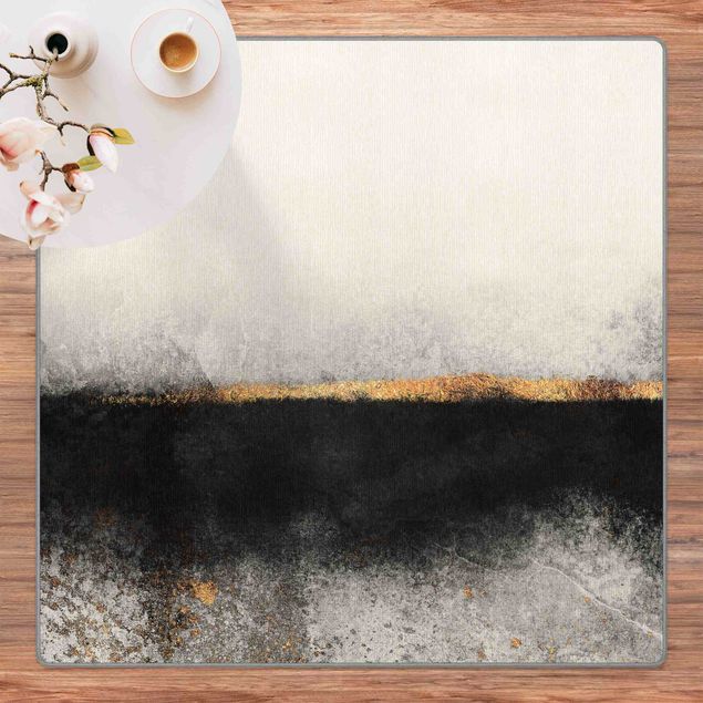 Teppich schwarz-weiß Abstrakter Goldener Horizont Schwarz Weiß