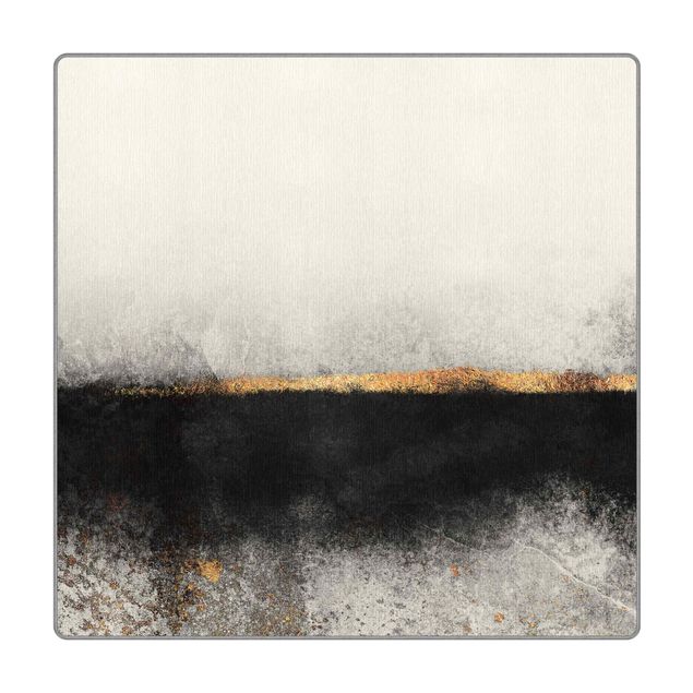 Teppich - Abstrakter Goldener Horizont Schwarz Weiß
