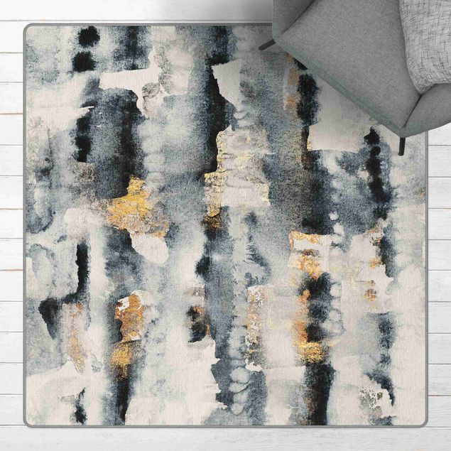 Teppich abstrakt Abstraktes Aquarell mit Gold