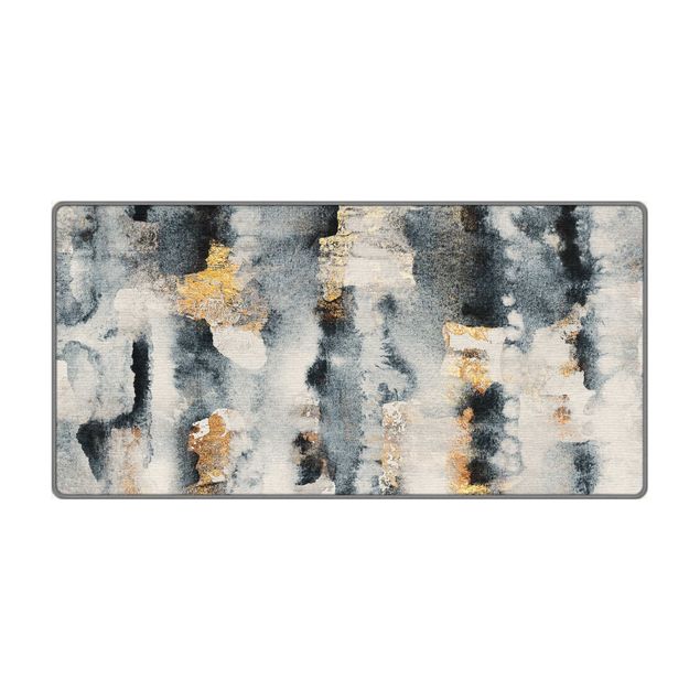 Teppich - Abstraktes Aquarell mit Gold