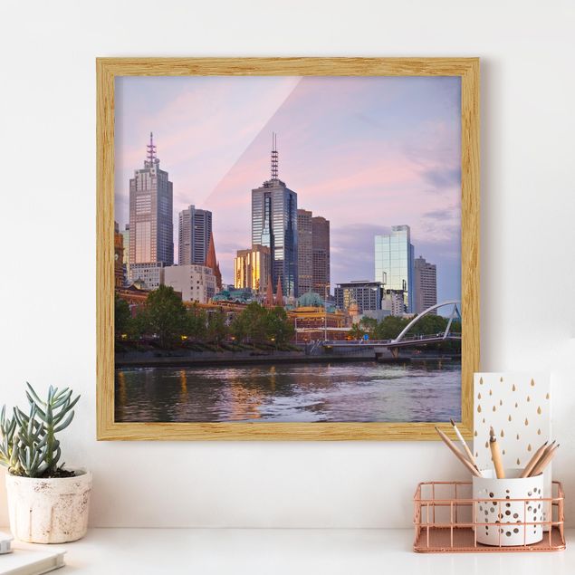 Moderne Bilder mit Rahmen Melbourne im Sonnnenuntergang