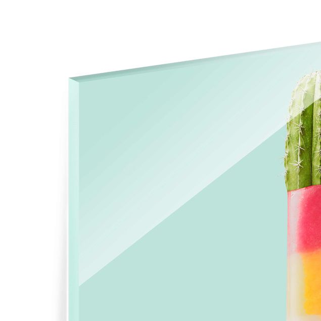 Glasbild - Jonas Loose - Eis mit Kaktus - Quadrat 1:1
