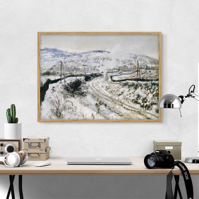 Moderne Bilder mit Rahmen Claude Monet - Zug im Schnee