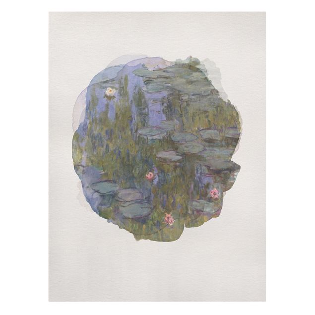 Leinwandbild - Wasserfarben - Claude Monet - Seerosen (Nympheas) - Hochformat 4:3