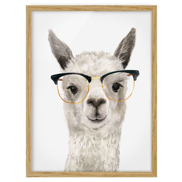 Bilder mit Rahmen Hippes Lama mit Brille I