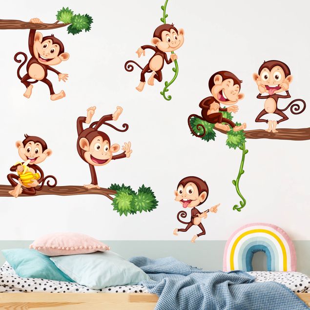 Wandtattoo Affen Affenfamilie
