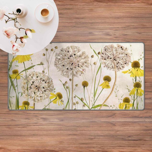 Teppich beige Allium und Helenium Illustration