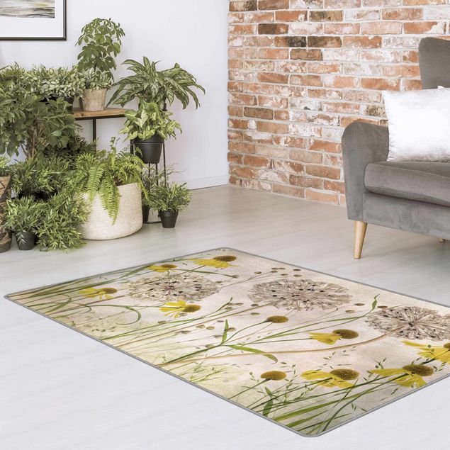 Moderner Teppich Allium und Helenium Illustration