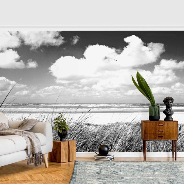 Tapeten Wohnzimmer modern An der Nordseeküste Schwarz-Weiß