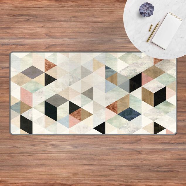 Teppichläufer Aquarell-Mosaik mit Dreiecken I