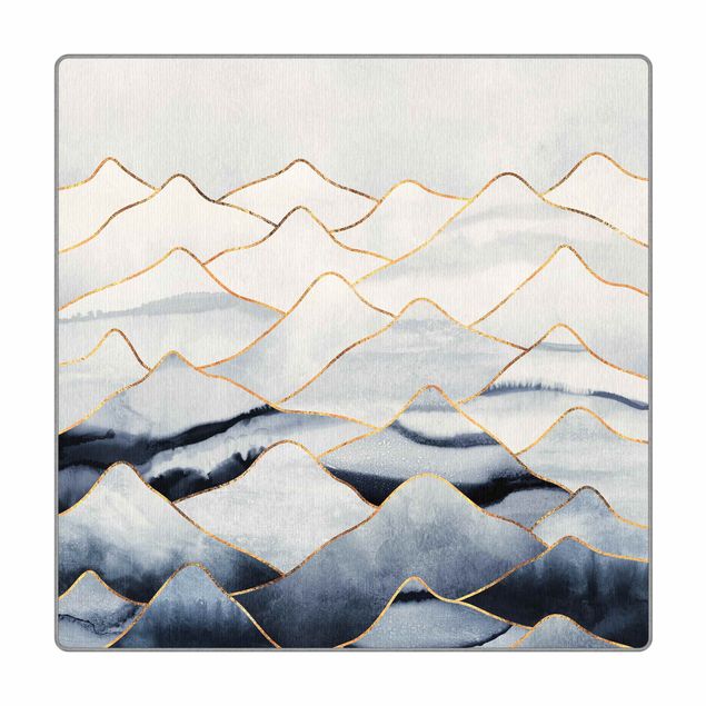 Teppich - Aquarell Berge Weiß Gold