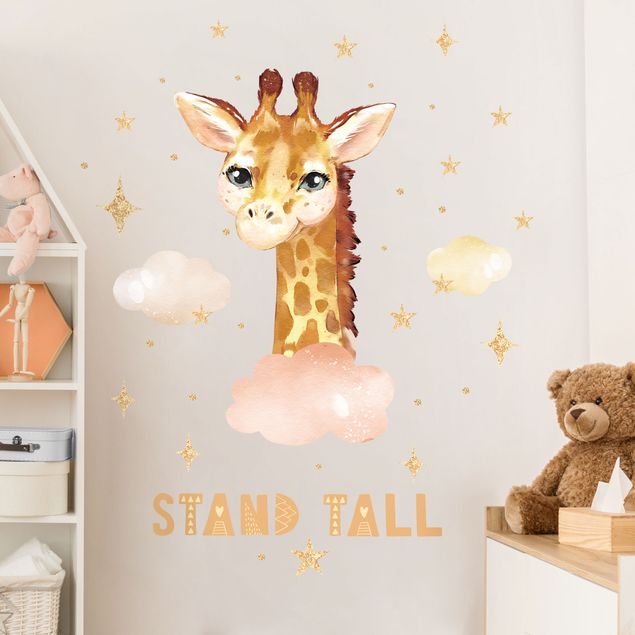 Dschungel Wandtattoo Aquarell Giraffe - Stand tall
