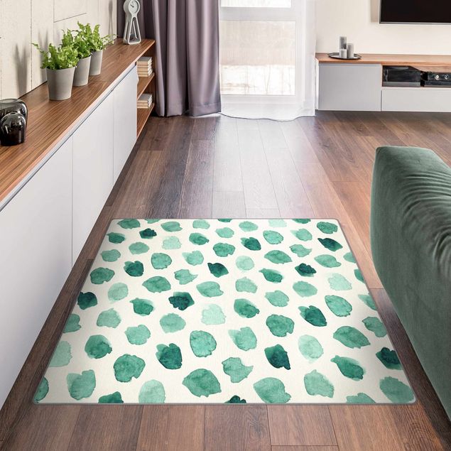 Moderne Teppiche Aquarell Kleckse in Mintgrün