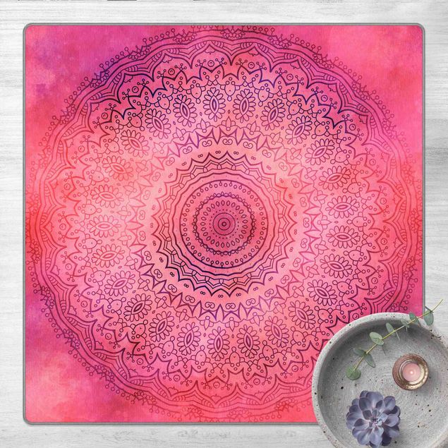 Teppich Mandala  Aquarell Mandala Pink Violett