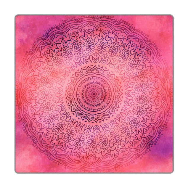 Teppich - Aquarell Mandala Pink Violett