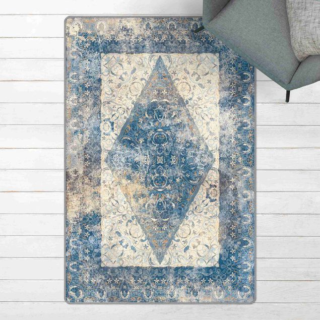 Orientteppich Arabischer Teppich in blau Vintage