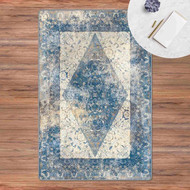 Teppich blau Arabischer Teppich in blau Vintage